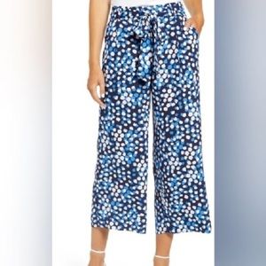 Halogen wide leg crop blue spotted pants